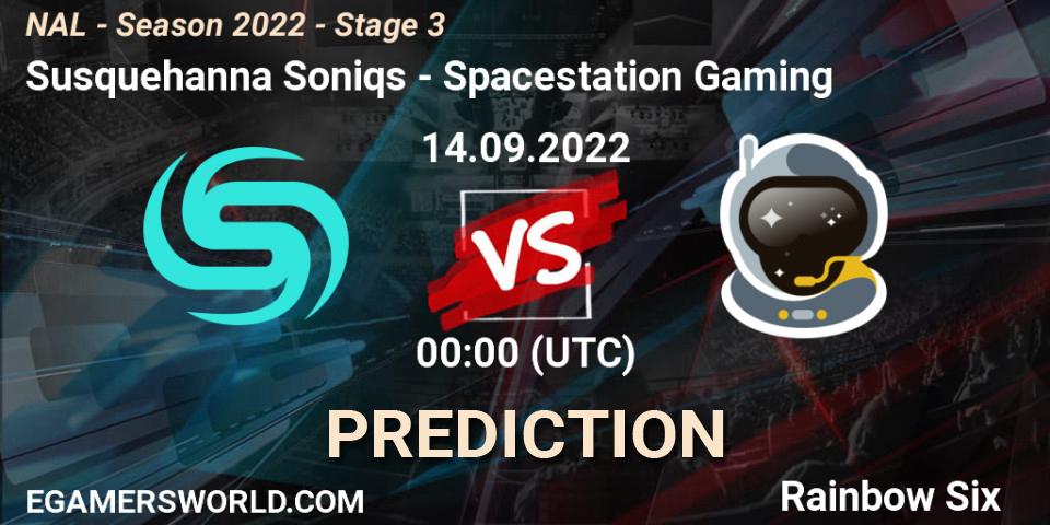 Susquehanna Soniqs vs Spacestation Gaming: Match Prediction. 14.09.2022 at 00:00, Rainbow Six, NAL - Season 2022 - Stage 3