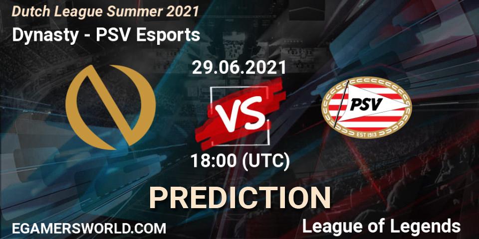 Dynasty vs PSV Esports: Match Prediction. 29.06.2021 at 18:00, LoL, Dutch League Summer 2021