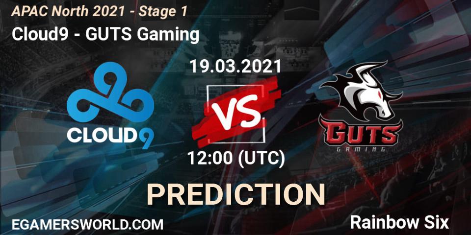 Cloud9 vs GUTS Gaming: Match Prediction. 19.03.2021 at 13:30, Rainbow Six, APAC North 2021 - Stage 1