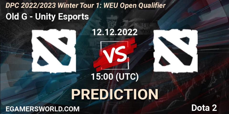 Old G vs Unity Esports: Match Prediction. 12.12.2022 at 15:07, Dota 2, DPC 2022/2023 Winter Tour 1: WEU Open Qualifier 1