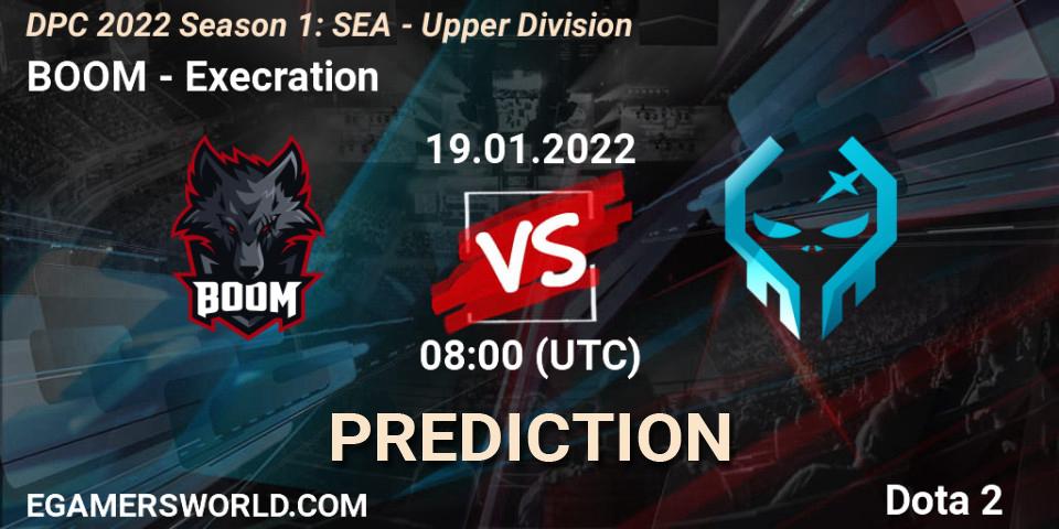 BOOM vs Execration: Match Prediction. 19.01.2022 at 08:01, Dota 2, DPC 2022 Season 1: SEA - Upper Division