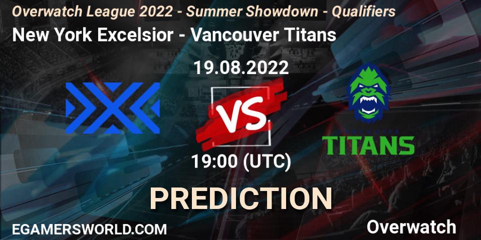 New York Excelsior vs Vancouver Titans: Match Prediction. 19.08.22, Overwatch, Overwatch League 2022 - Summer Showdown - Qualifiers