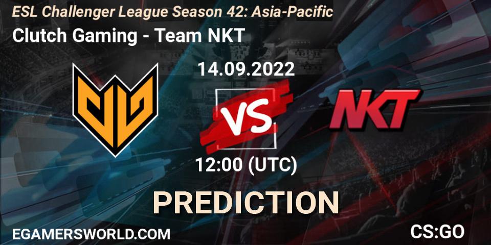 Clutch Gaming vs Team NKT: Match Prediction. 14.09.2022 at 12:00, Counter-Strike (CS2), ESL Challenger League Season 42: Asia-Pacific