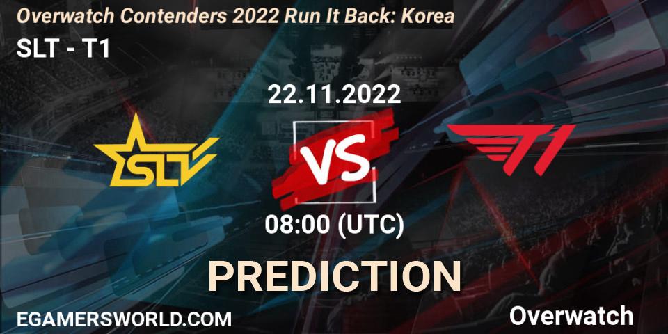 SLT vs T1: Match Prediction. 22.11.2022 at 08:00, Overwatch, Overwatch Contenders 2022 Run It Back: Korea