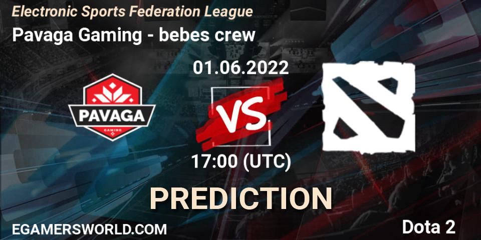 Pavaga Gaming vs bebes crew: Match Prediction. 01.06.2022 at 17:00, Dota 2, Electronic Sports Federation League