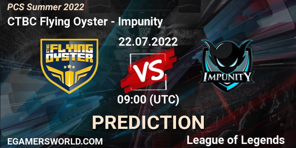 CTBC Flying Oyster vs Impunity: Match Prediction. 22.07.22, LoL, PCS Summer 2022