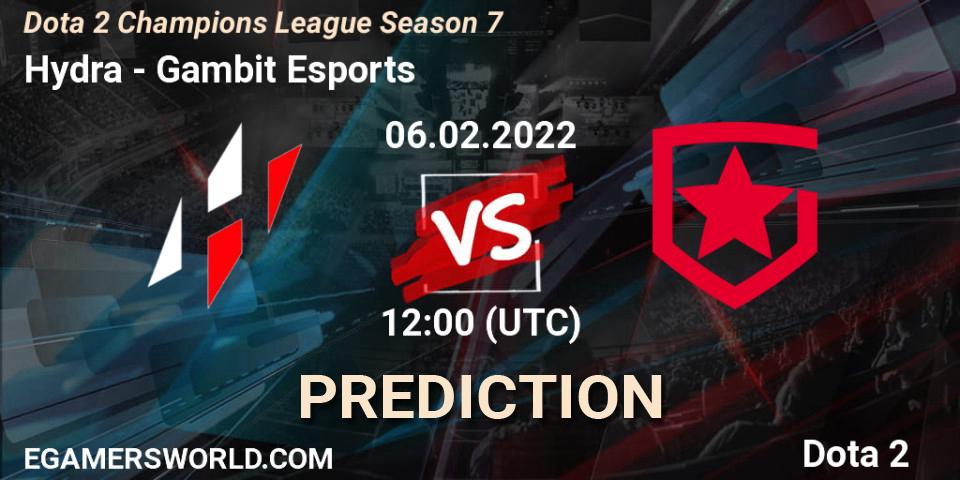 Hydra vs Gambit Esports: Match Prediction. 06.02.2022 at 12:02, Dota 2, Dota 2 Champions League 2022 Season 7