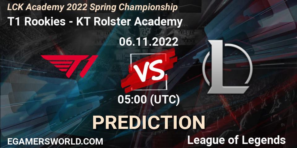 T1 Rookies vs KT Rolster Academy: Match Prediction. 06.11.2022 at 05:00, LoL, LCK Academy 2022 Spring Championship