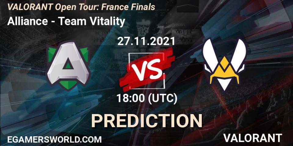 Alliance vs Team Vitality: Match Prediction. 27.11.2021 at 18:00, VALORANT, VALORANT Open Tour: France Finals