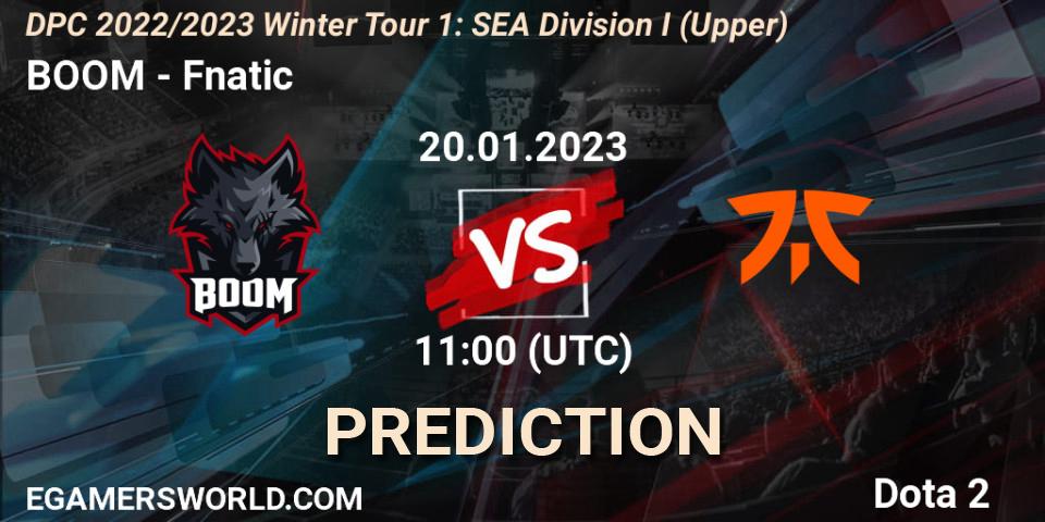 BOOM vs Fnatic: Match Prediction. 20.01.2023 at 11:02, Dota 2, DPC 2022/2023 Winter Tour 1: SEA Division I (Upper)