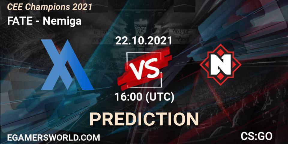 FATE vs Nemiga: Match Prediction. 22.10.2021 at 16:00, Counter-Strike (CS2), CEE Champions 2021