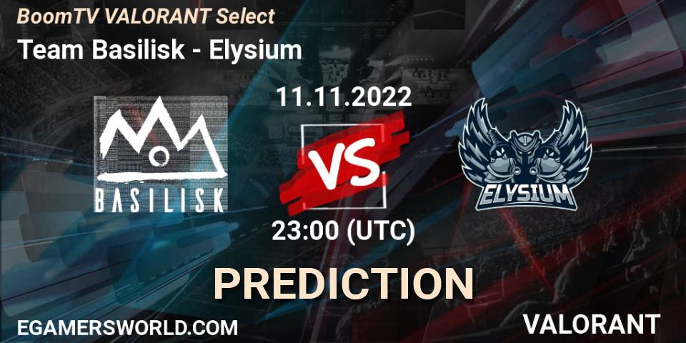 Team Basilisk vs Elysium: Match Prediction. 11.11.2022 at 23:00, VALORANT, BoomTV VALORANT Select