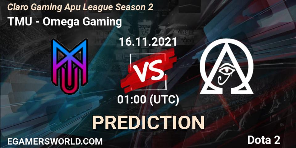 TMU vs Omega Gaming: Match Prediction. 15.11.2021 at 23:38, Dota 2, Claro Gaming Apu League Season 2