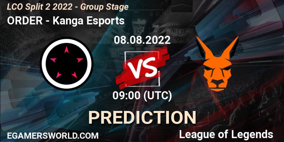 ORDER vs Kanga Esports: Match Prediction. 08.08.22, LoL, LCO Split 2 2022 - Group Stage
