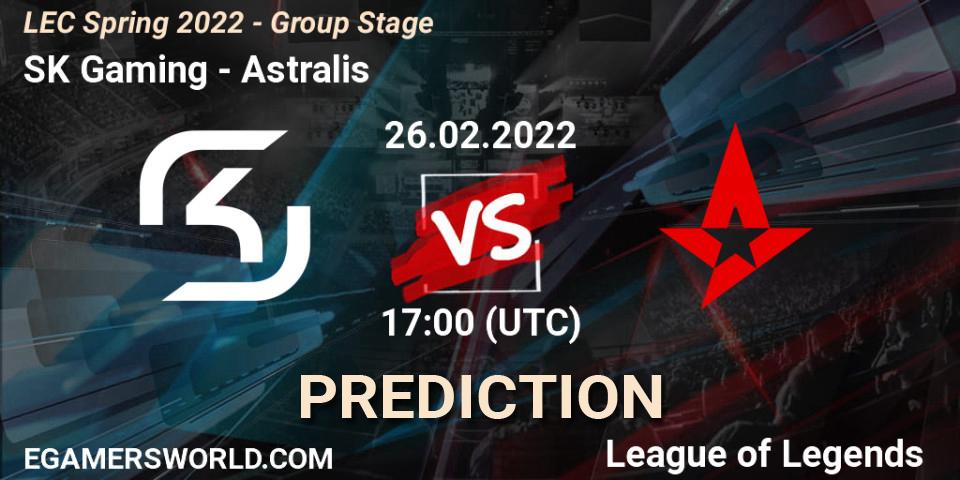 SK Gaming vs Astralis: Match Prediction. 26.02.2022 at 17:00, LoL, LEC Spring 2022 - Group Stage