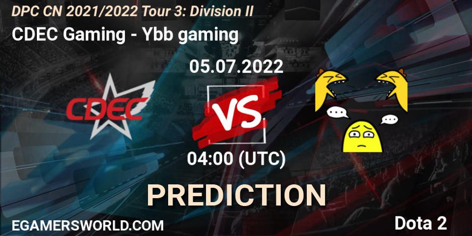 CDEC Gaming vs Ybb gaming: Match Prediction. 05.07.22, Dota 2, DPC CN 2021/2022 Tour 3: Division II