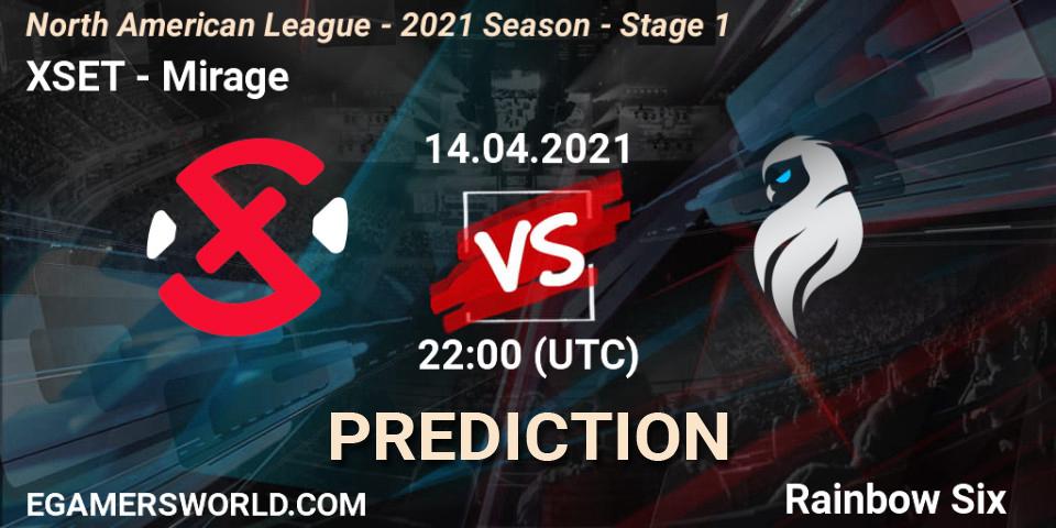 XSET vs Mirage: Match Prediction. 14.04.2021 at 22:00, Rainbow Six, North American League - 2021 Season - Stage 1