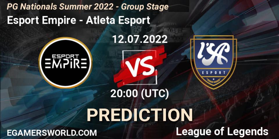Esport Empire vs Atleta Esport: Match Prediction. 12.07.2022 at 20:00, LoL, PG Nationals Summer 2022 - Group Stage