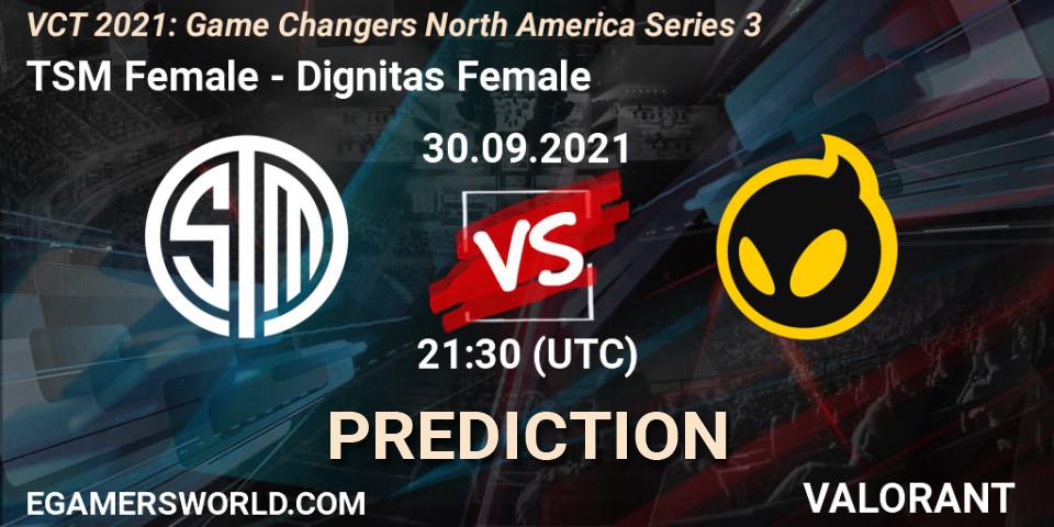 TSM Female vs Dignitas Female: Match Prediction. 30.09.2021 at 21:30, VALORANT, VCT 2021: Game Changers North America Series 3