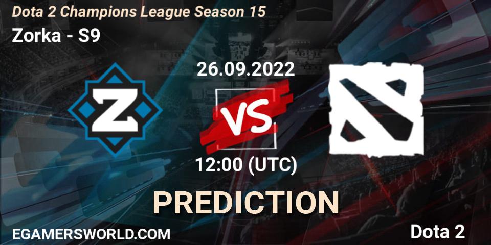 Zorka vs S9: Match Prediction. 26.09.22, Dota 2, Dota 2 Champions League Season 15