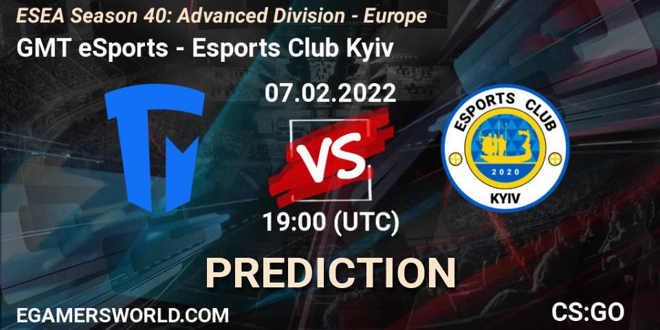 GMT eSports vs Esports Club Kyiv: Match Prediction. 07.02.2022 at 19:00, Counter-Strike (CS2), ESEA Season 40: Advanced Division - Europe