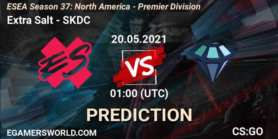Extra Salt vs SKDC: Match Prediction. 20.05.2021 at 01:00, Counter-Strike (CS2), ESEA Season 37: North America - Premier Division