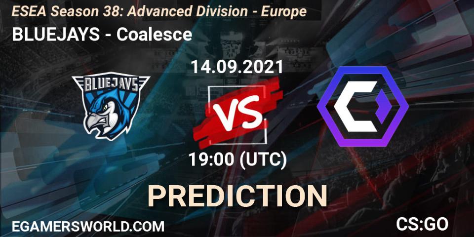 BLUEJAYS vs Coalesce: Match Prediction. 14.09.21, CS2 (CS:GO), ESEA Season 38: Advanced Division - Europe