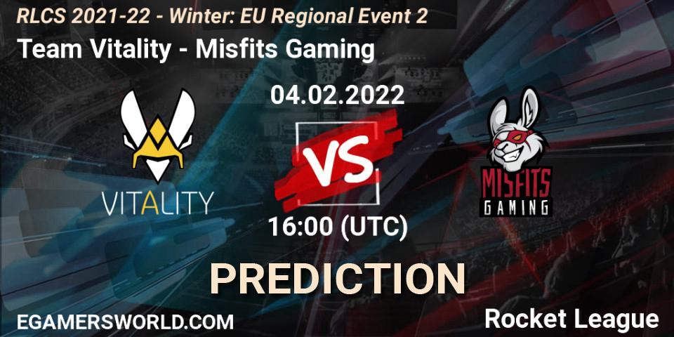 Team Vitality vs Misfits Gaming: Match Prediction. 04.02.2022 at 16:00, Rocket League, RLCS 2021-22 - Winter: EU Regional Event 2