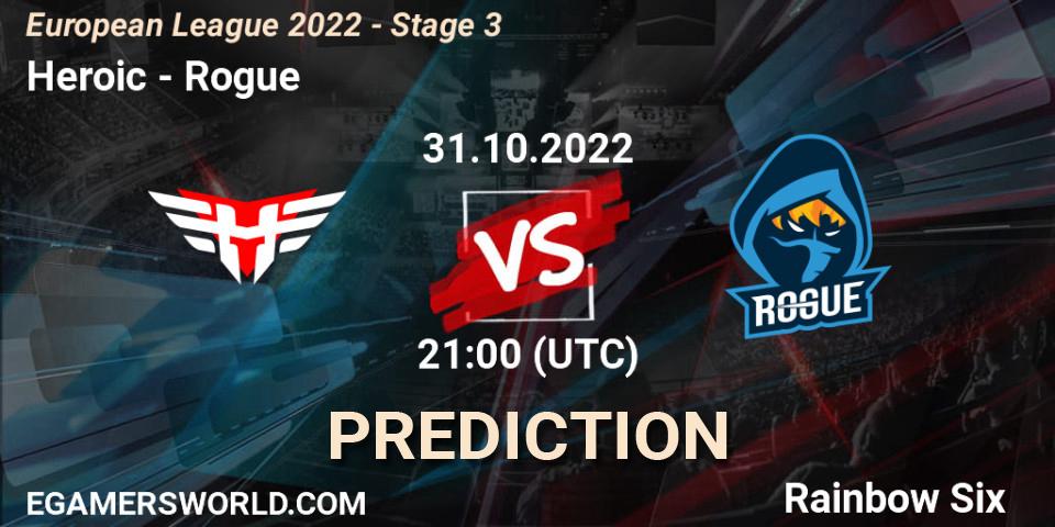 Heroic vs Rogue: Match Prediction. 31.10.22, Rainbow Six, European League 2022 - Stage 3
