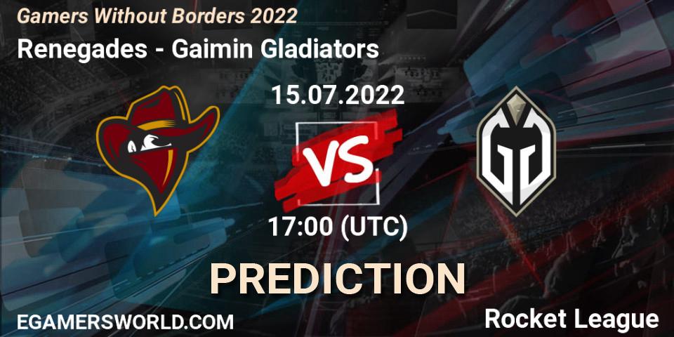 Renegades vs Gaimin Gladiators: Match Prediction. 15.07.2022 at 17:00, Rocket League, Gamers Without Borders 2022