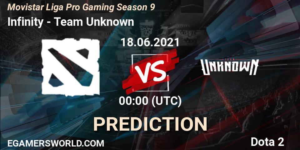 Infinity Esports vs Team Unknown: Match Prediction. 18.06.2021 at 00:01, Dota 2, Movistar Liga Pro Gaming Season 9
