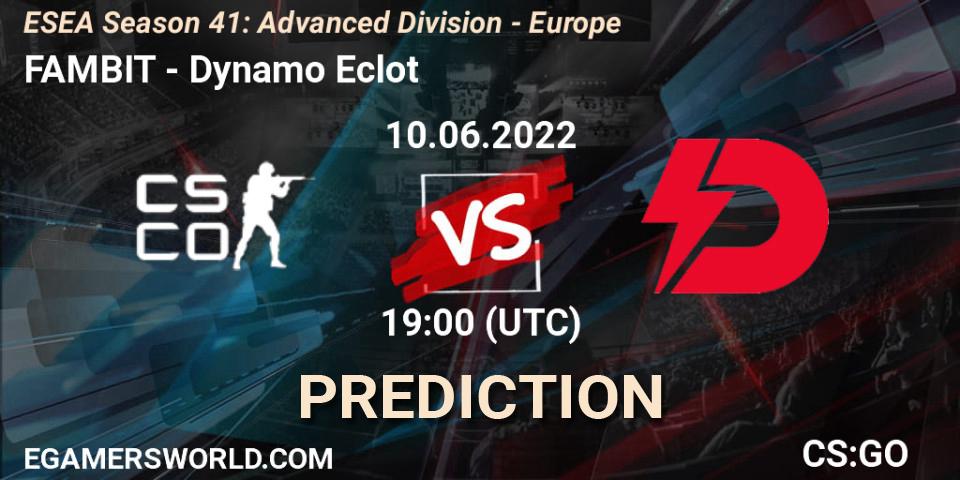 FAMBIT vs Dynamo Eclot: Match Prediction. 10.06.2022 at 19:00, Counter-Strike (CS2), ESEA Season 41: Advanced Division - Europe