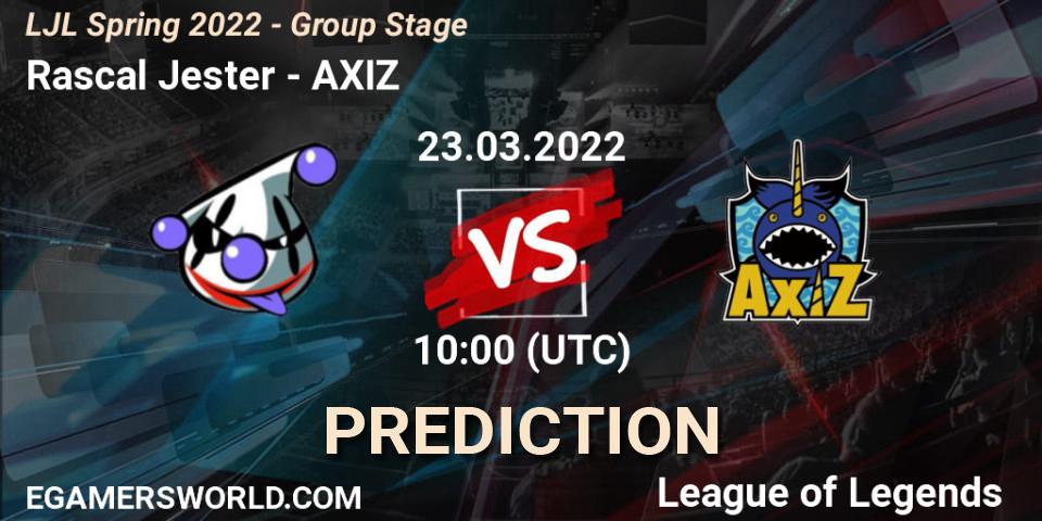 Rascal Jester vs AXIZ: Match Prediction. 23.03.22, LoL, LJL Spring 2022 - Group Stage