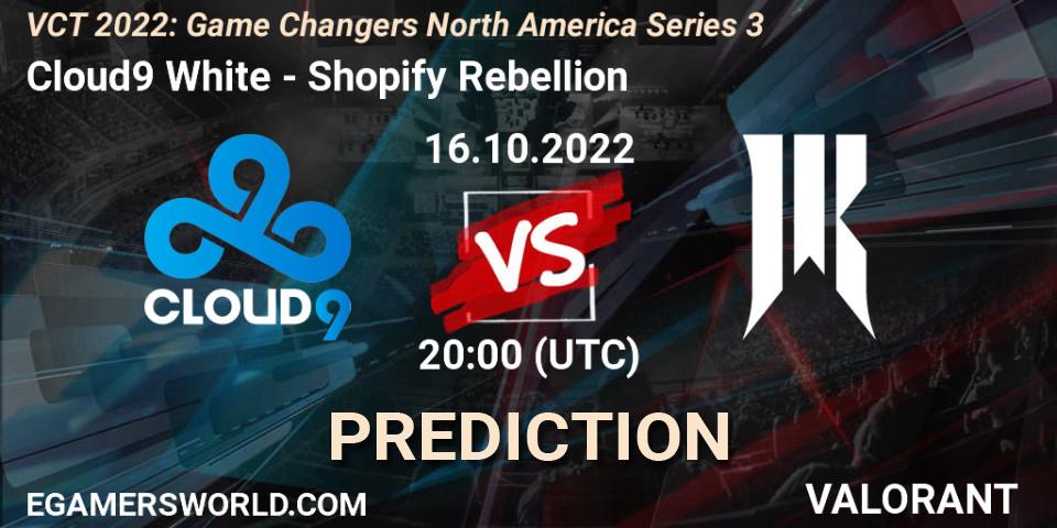 Cloud9 White vs Shopify Rebellion: Match Prediction. 16.10.2022 at 20:10, VALORANT, VCT 2022: Game Changers North America Series 3
