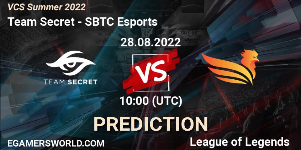 Team Secret vs SBTC Esports: Match Prediction. 28.08.2022 at 10:00, LoL, VCS Summer 2022