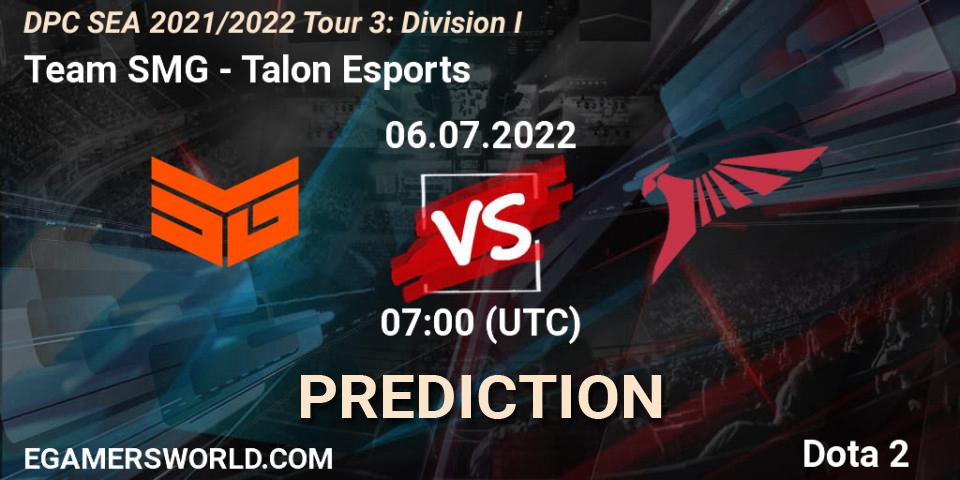 Team SMG vs Talon Esports: Match Prediction. 06.07.2022 at 07:45, Dota 2, DPC SEA 2021/2022 Tour 3: Division I