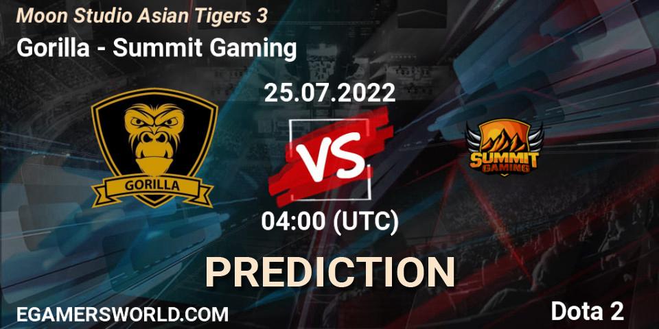 Gorilla vs Summit Gaming: Match Prediction. 25.07.2022 at 04:12, Dota 2, Moon Studio Asian Tigers 3