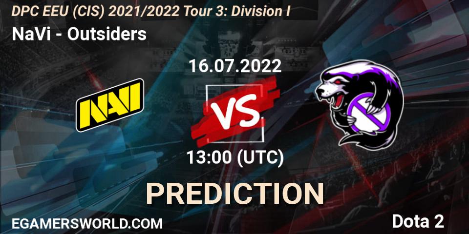 NaVi vs Outsiders: Match Prediction. 16.07.2022 at 14:13, Dota 2, DPC EEU (CIS) 2021/2022 Tour 3: Division I