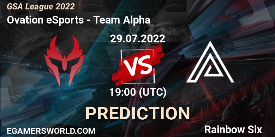 Ovation eSports vs Team Alpha: Match Prediction. 29.07.2022 at 19:00, Rainbow Six, GSA League 2022
