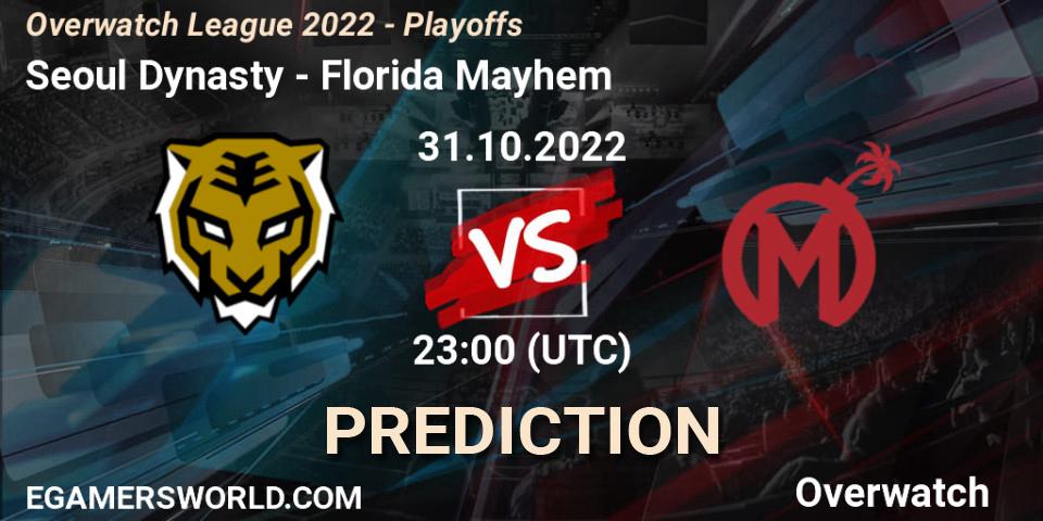 Seoul Dynasty vs Florida Mayhem: Match Prediction. 31.10.2022 at 23:00, Overwatch, Overwatch League 2022 - Playoffs