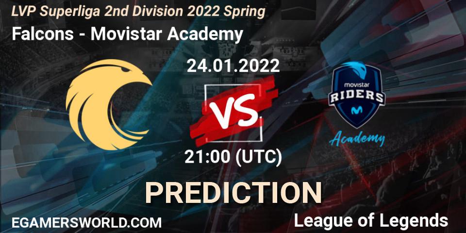 Falcons vs Movistar Academy: Match Prediction. 25.01.2022 at 18:00, LoL, LVP Superliga 2nd Division 2022 Spring