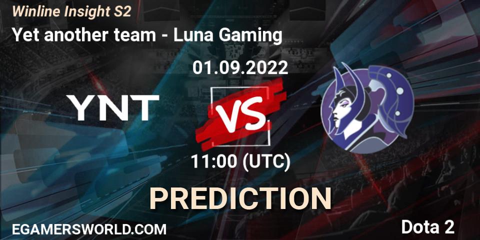 YNT vs Luna Gaming: Match Prediction. 01.09.2022 at 15:10, Dota 2, Winline Insight S2