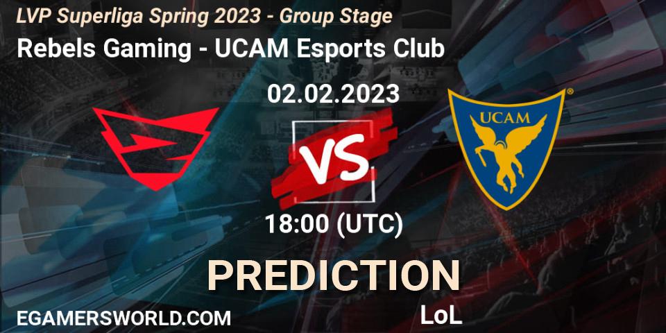 Rebels Gaming vs UCAM Esports Club: Match Prediction. 02.02.2023 at 18:00, LoL, LVP Superliga Spring 2023 - Group Stage