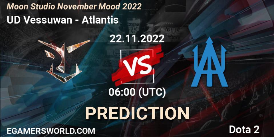 UD Vessuwan vs Atlantis: Match Prediction. 22.11.2022 at 06:04, Dota 2, Moon Studio November Mood 2022
