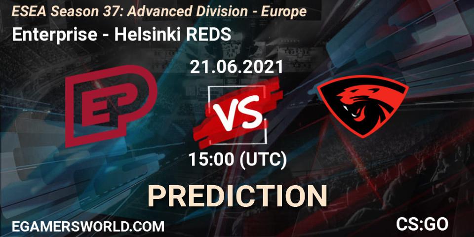 Enterprise vs Helsinki REDS: Match Prediction. 21.06.2021 at 15:00, Counter-Strike (CS2), ESEA Season 37: Advanced Division - Europe