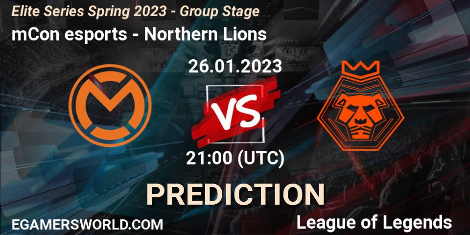 mCon esports vs Northern Lions: Match Prediction. 26.01.2023 at 21:00, LoL, Elite Series Spring 2023 - Group Stage