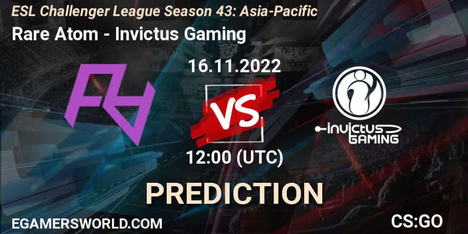 Rare Atom vs Invictus Gaming: Match Prediction. 16.11.22, CS2 (CS:GO), ESL Challenger League Season 43: Asia-Pacific