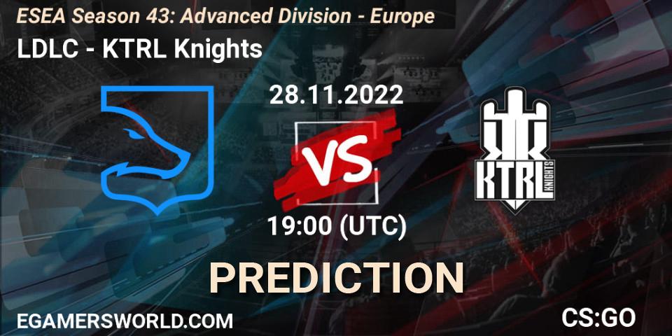 LDLC vs KTRL Knights: Match Prediction. 28.11.22, CS2 (CS:GO), ESEA Season 43: Advanced Division - Europe