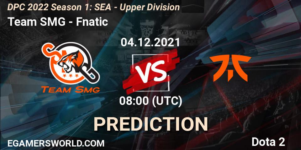Team SMG vs Fnatic: Match Prediction. 04.12.2021 at 08:02, Dota 2, DPC 2022 Season 1: SEA - Upper Division