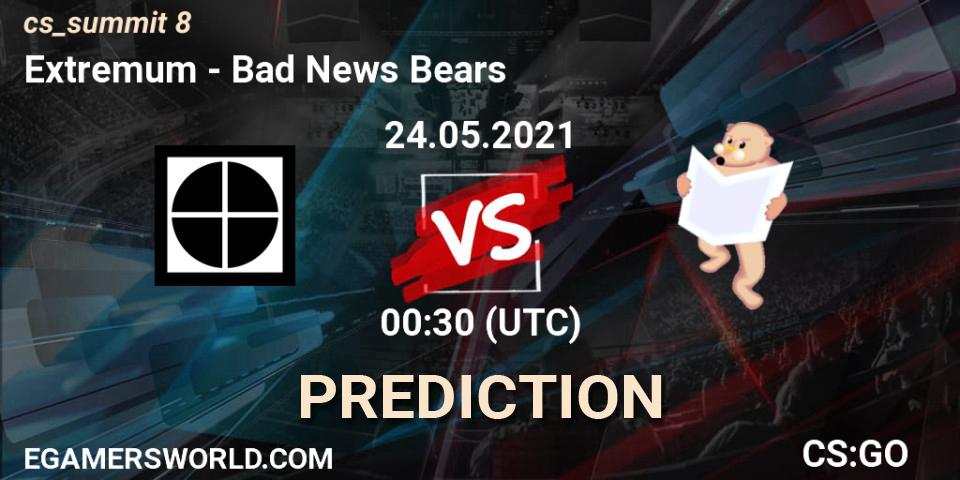 Extremum vs Bad News Bears: Match Prediction. 24.05.2021 at 00:30, Counter-Strike (CS2), cs_summit 8